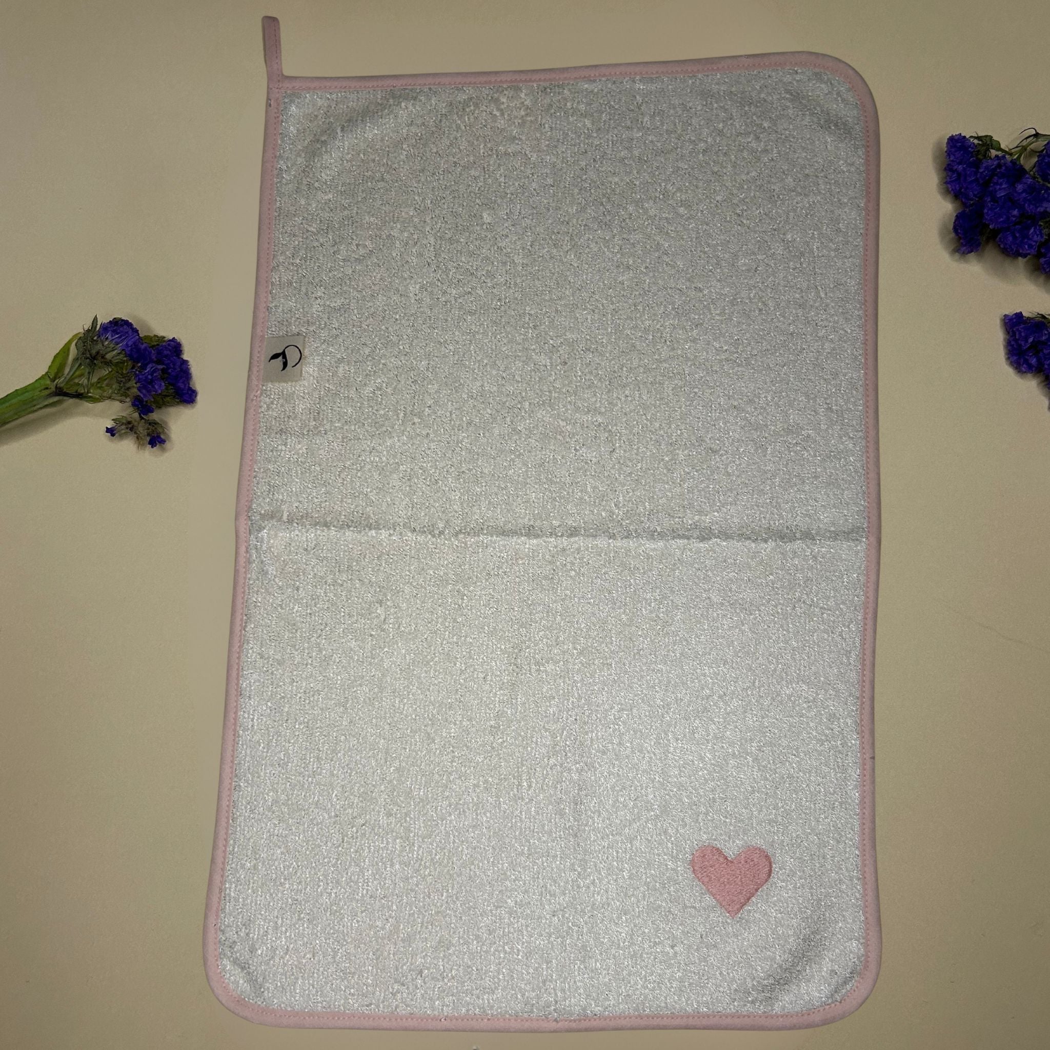 Asciugamano viso bambù Bianco e Rosa