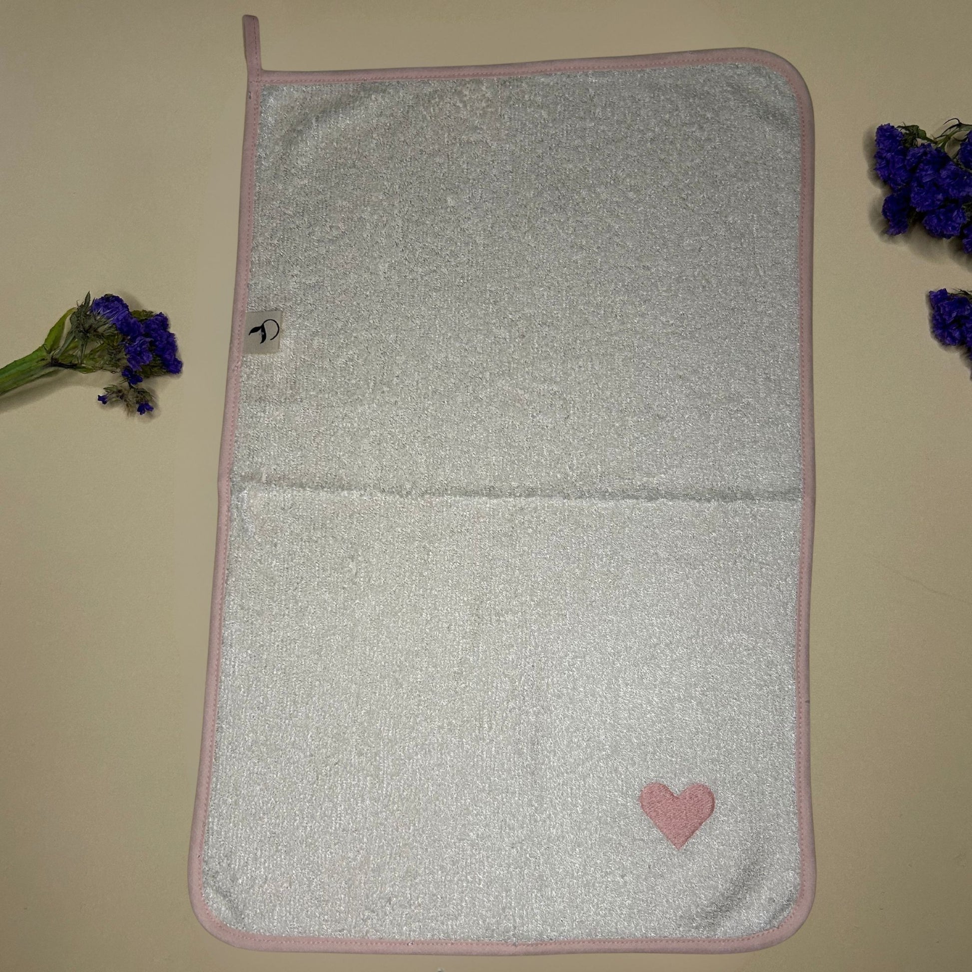 Asciugamano viso bambù Bianco e Rosa