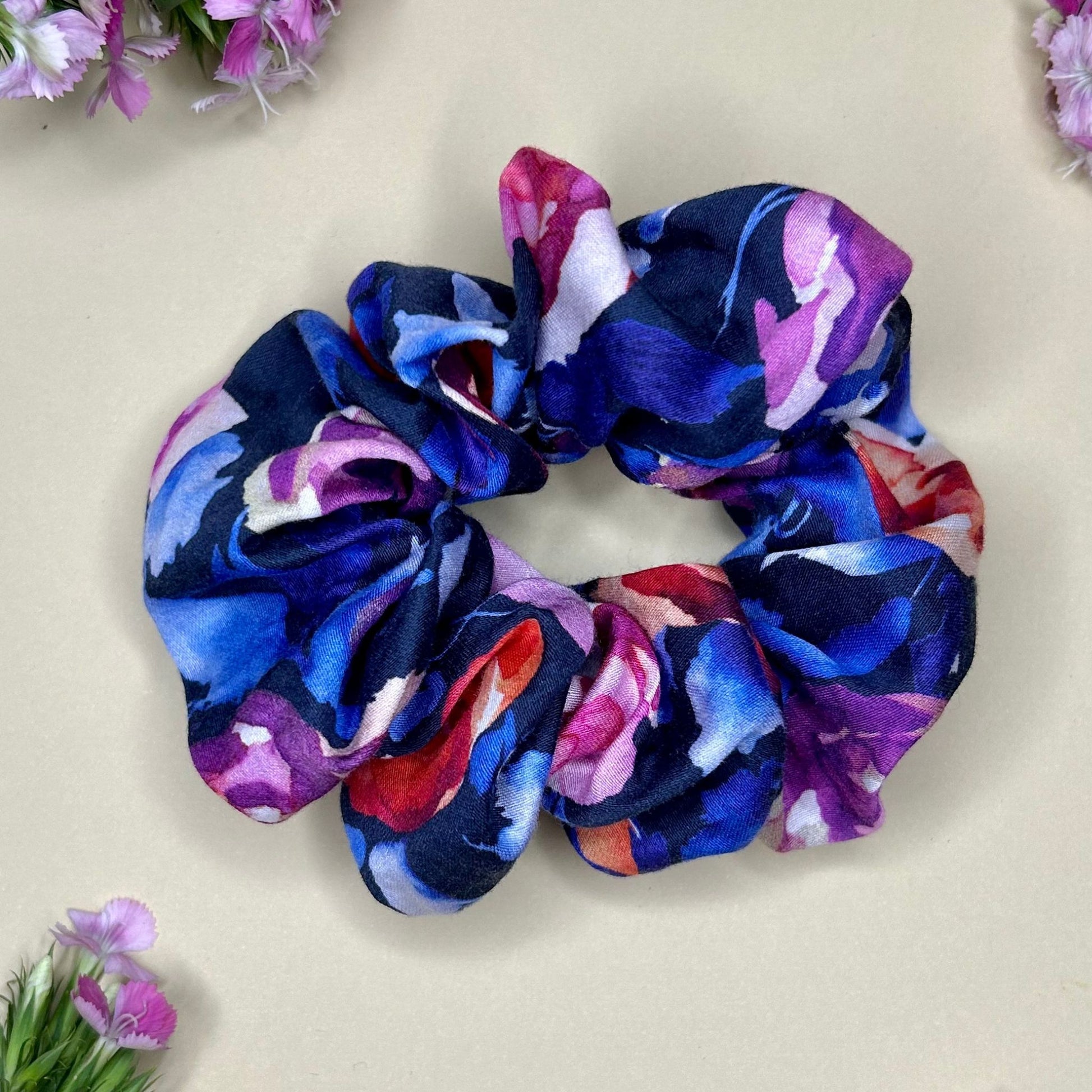Scrunchie Fiori Blu